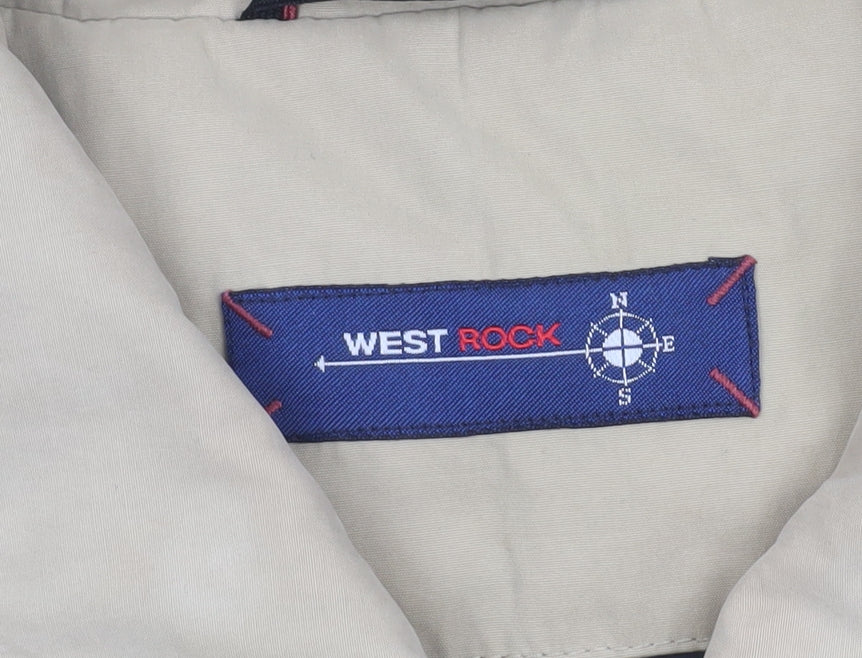 West Rock Men's Beige L Basic Jacket Full Zip Lined Casual Outdoor