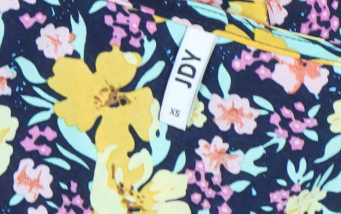 JDY Womens Multicoloured Floral Wrap Dress XS Short Sleeve Spring Summer