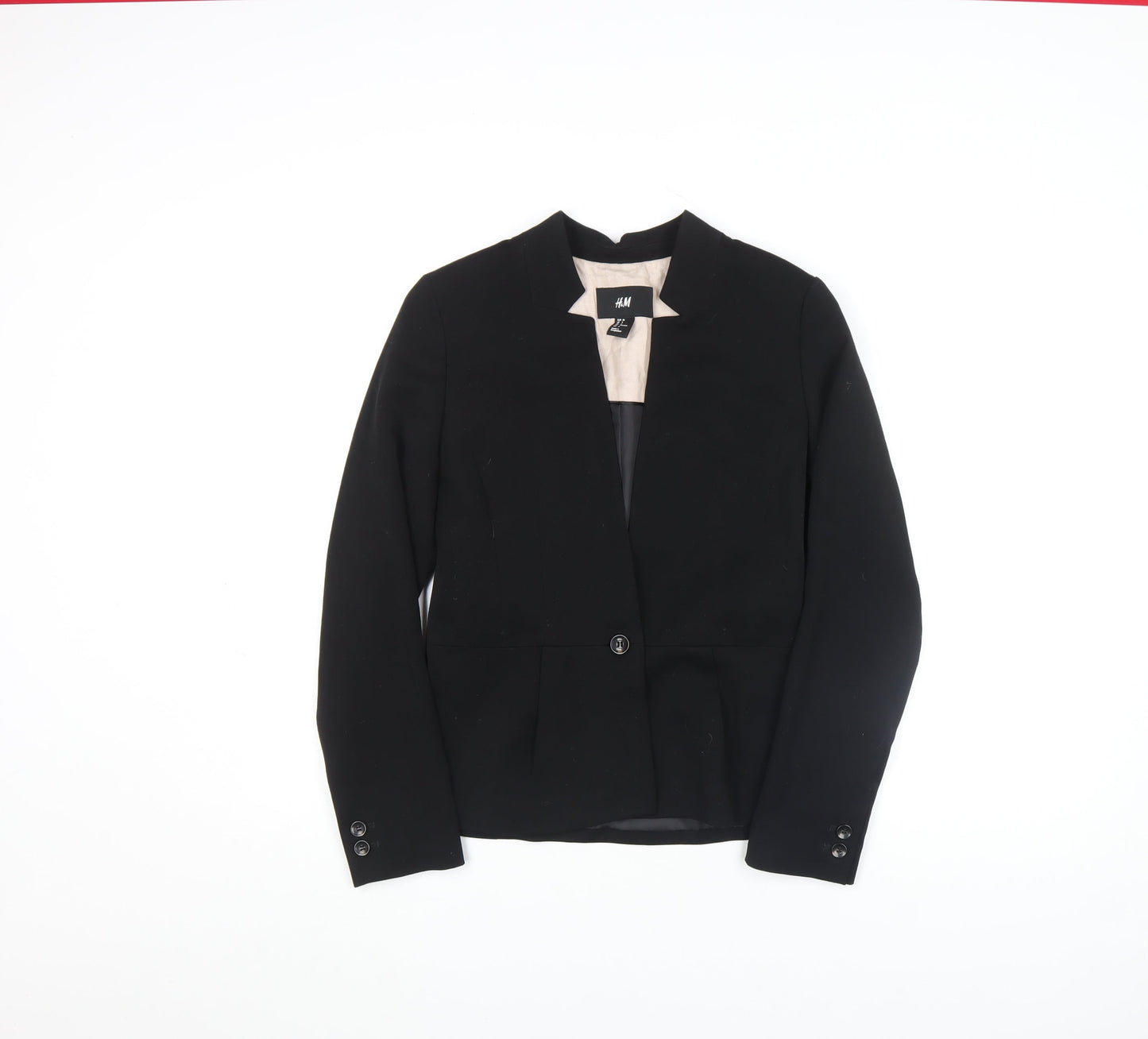 H&M Womens Black Blazer Jacket Size 10 Regular Fit Workwear
