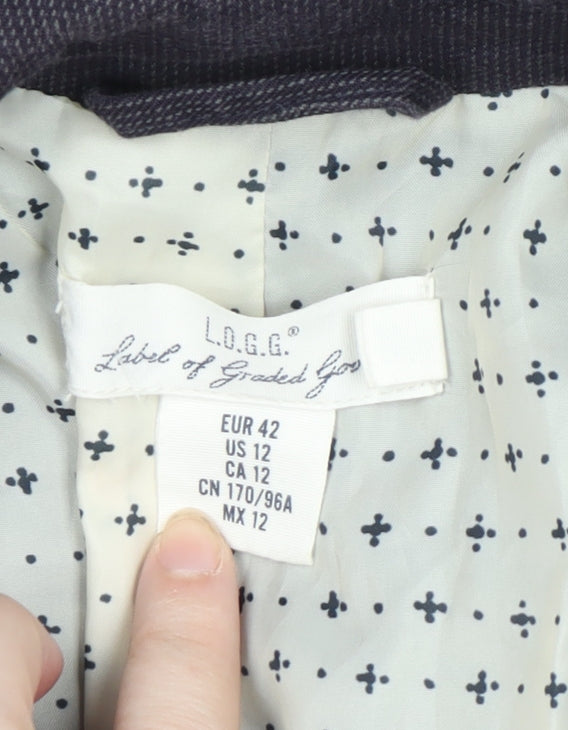 L.O.G.G. Womens Blue Cotton Corduroy Blazer Jacket Size 14