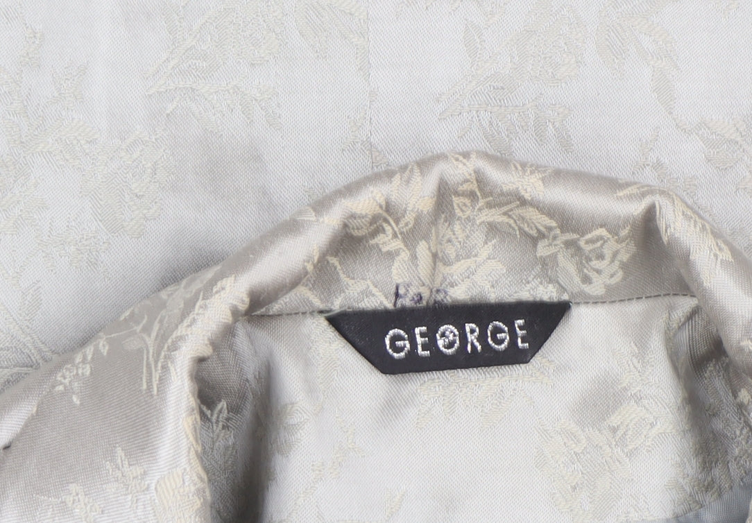 George Womens Silver Floral Blazer Size 12 Jacket Classic Formal