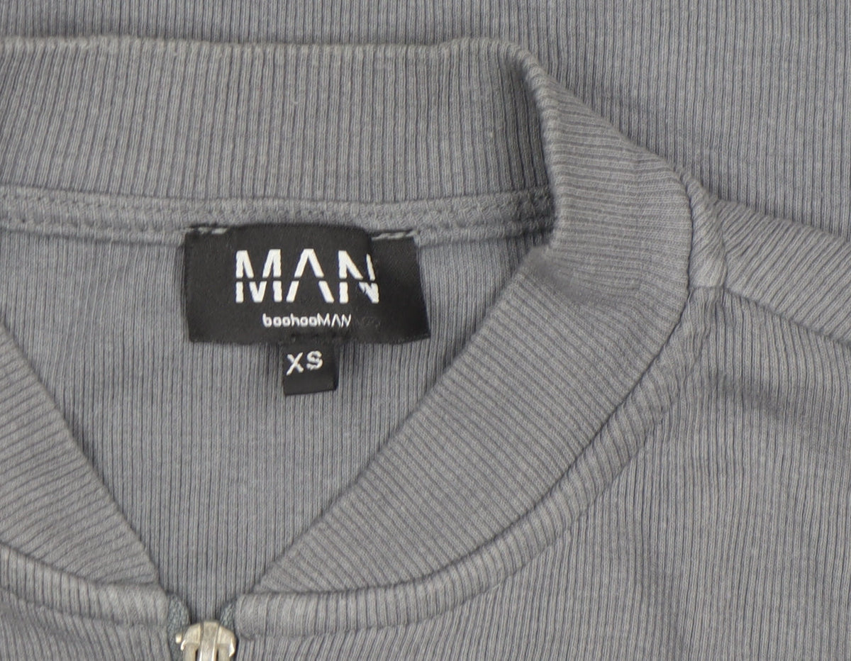 boohooMAN Men's Grey XS Zip-Up Cotton Waistcoat