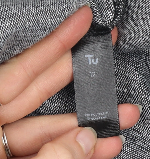 Tu Women Grey Check Stretch Blazer Size 12 Classic Workwear Jacket