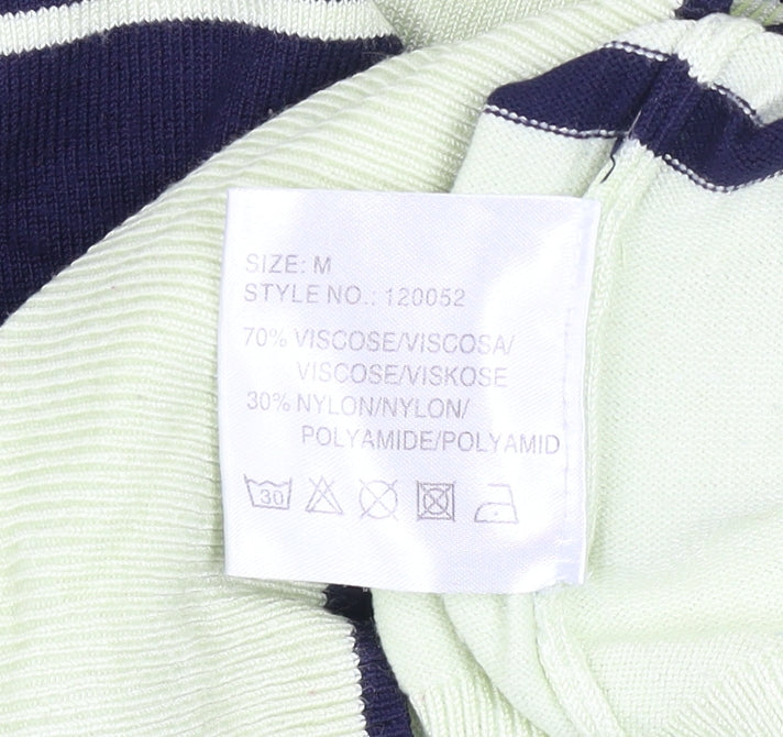 Paramour Women’s Green Striped Crew Neck Knit Jumper Size M