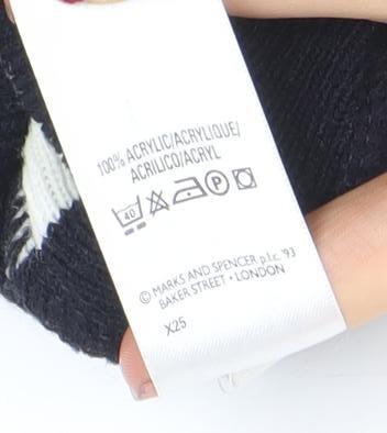 Marks & Spencer Women’s Blue Geometric V-Neck Long Sleeve Acrylic Jumper Size 10