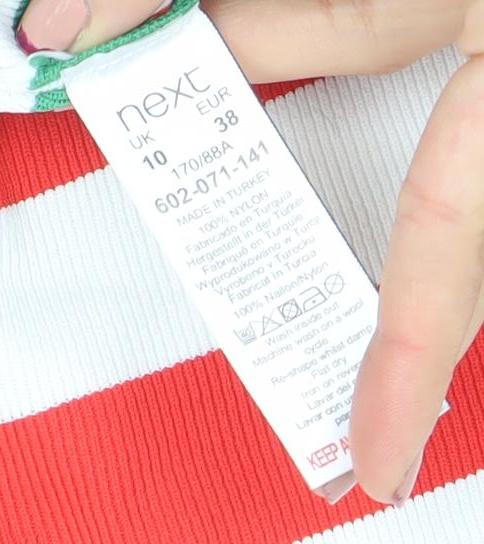 Next Women Multicoloured Striped Cotton Stretch T-Shirt Size 10
