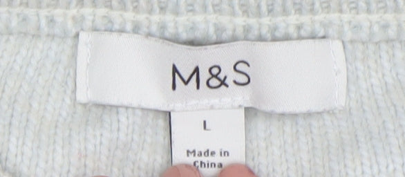 Marks & Spencer Womens Grey Striped Knit Jumper L