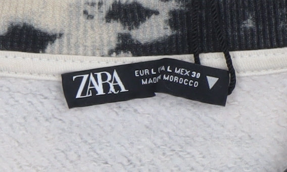 Zara Women's Beige & Black Tie-Dye Pullover Sweatshirt Size 12 L