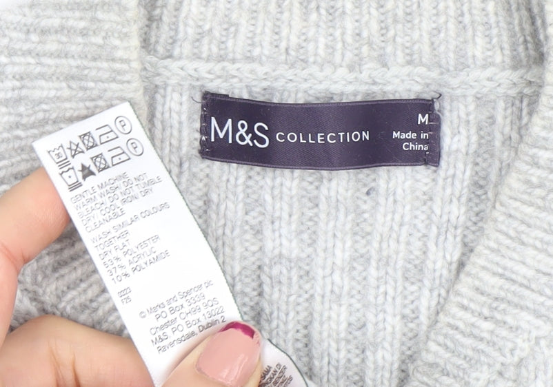 Marks & Spencer Men’s Grey Wool Blend Full Zip Jumper M