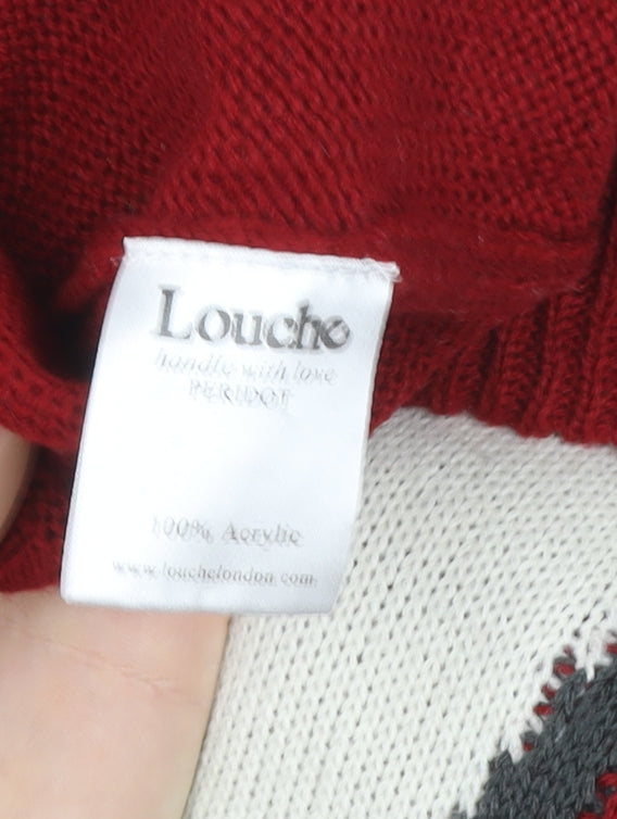 Louche Womens Red Penguin Knit Pullover Jumper Size S