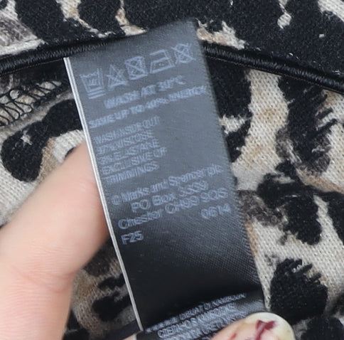 Marks & Spencer Womens Beige Leopard Print Long Sleeve T-Shirt Size 8