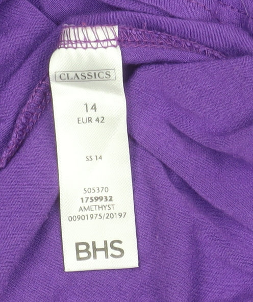 BHS Women’s Purple 3/4 Sleeve V-Neck Jersey Blouse Size 14