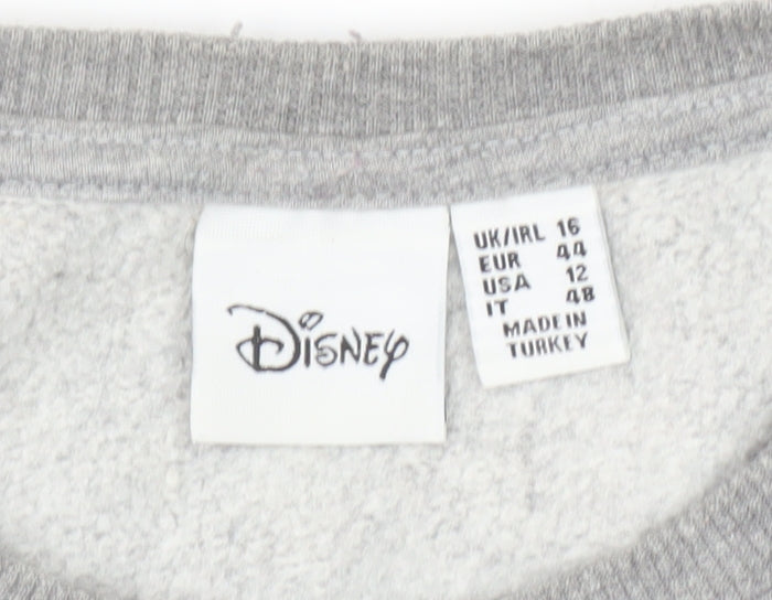 Disney Women Grey Minnie Mouse Pullover Sweatshirt Size 16