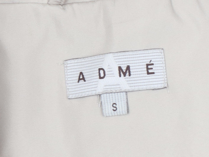 ADMÉ Womens Beige Lightweight Mid-Length Zip Jacket Size S