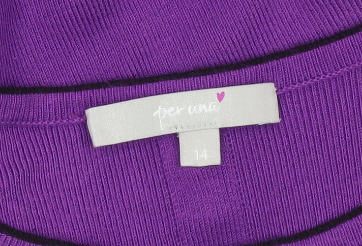 Marks & Spencer Per Una Women's Purple Peplum Knit Jumper Size 14