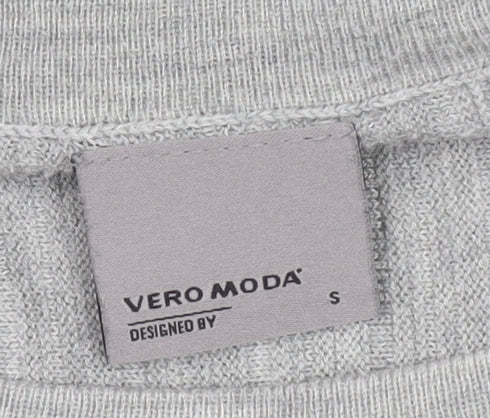 Vero Moda Womens Grey Cotton Knit Crew Neck Pullover Jumper Size S