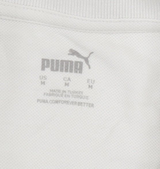 Puma Men's White Short Sleeve Cotton Polo Shirt Size M