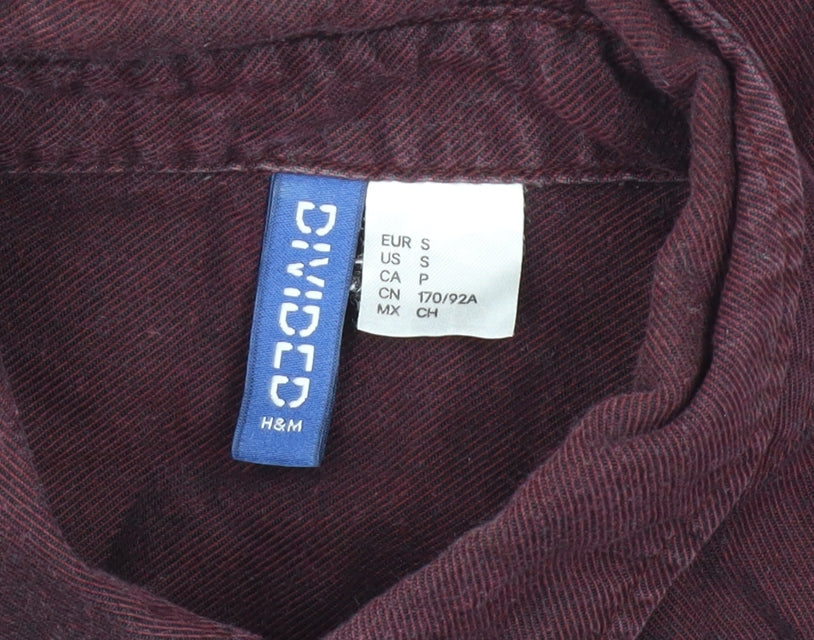 H&M Divided Men's Burgundy Long Sleeve Button-Up Casual Shirt Size S