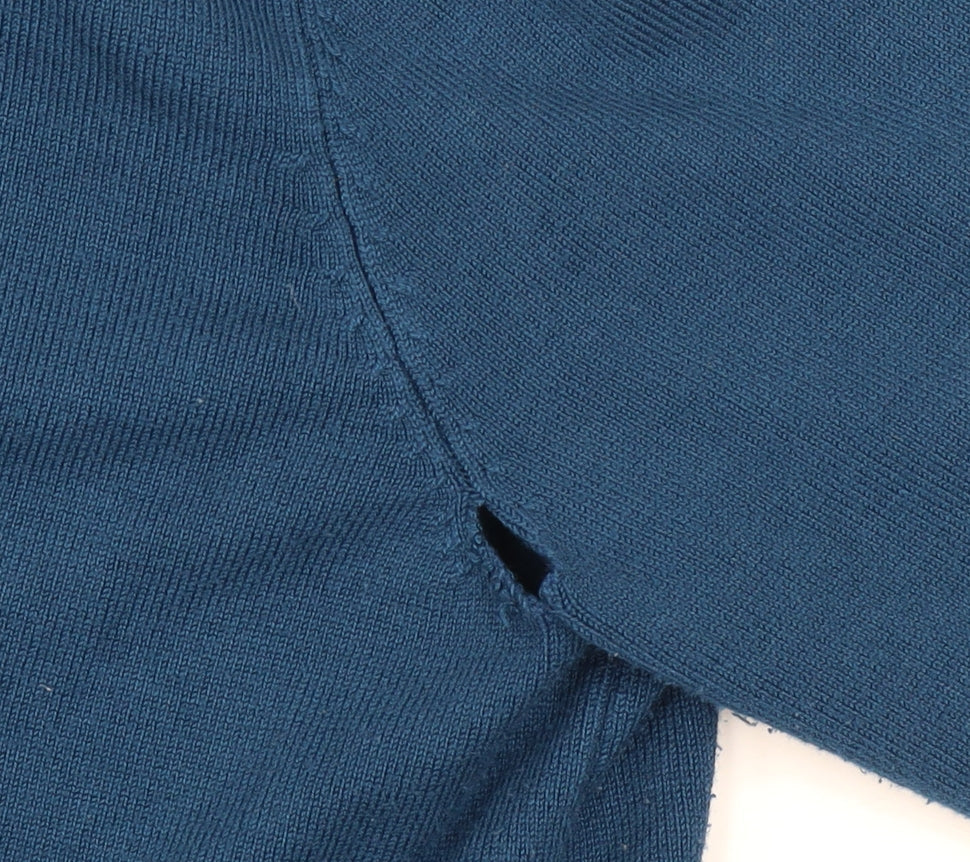 Principles Women Blue Crew Neck Button Detail Jumper Size 18