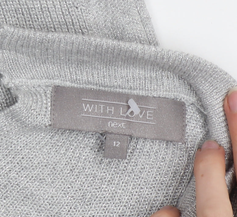 Next Women’s Grey V-Neck Bow Back Knit Jumper Size 12