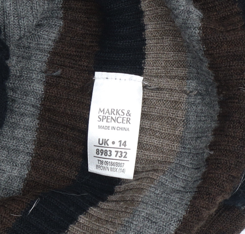 Marks & Spencer Women’s Brown Striped Ruffle Cardigan UK 14