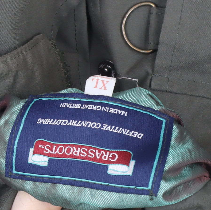 Grassroots Mens Green XL Parka Jacket Windproof Water Resistant