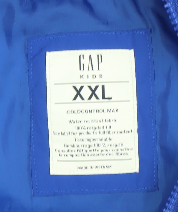 GAP Kids Boys Blue Hooded Puffer Jacket XXL Winter Water Resistant
