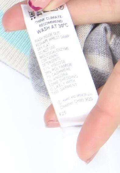 Marks & Spencer Women’s Multicoloured Striped Cashmere Blend Jumper UK 10