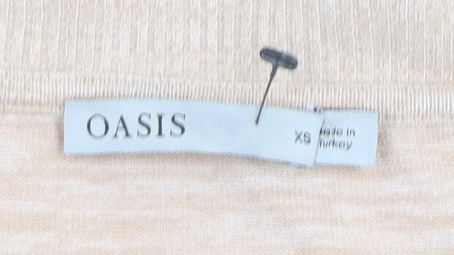 Oasis Womens Beige XS Crew Neck Pullover Jumper with Ruffle Detail