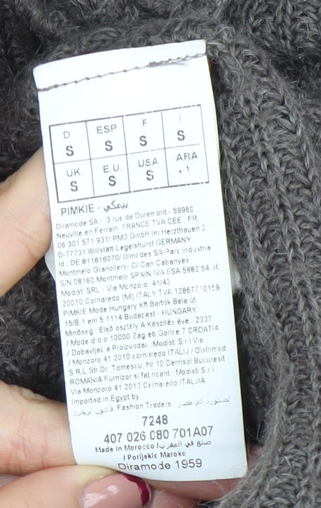 Pimkie Women Brown Knit Open Cardigan Small Relaxed Fit