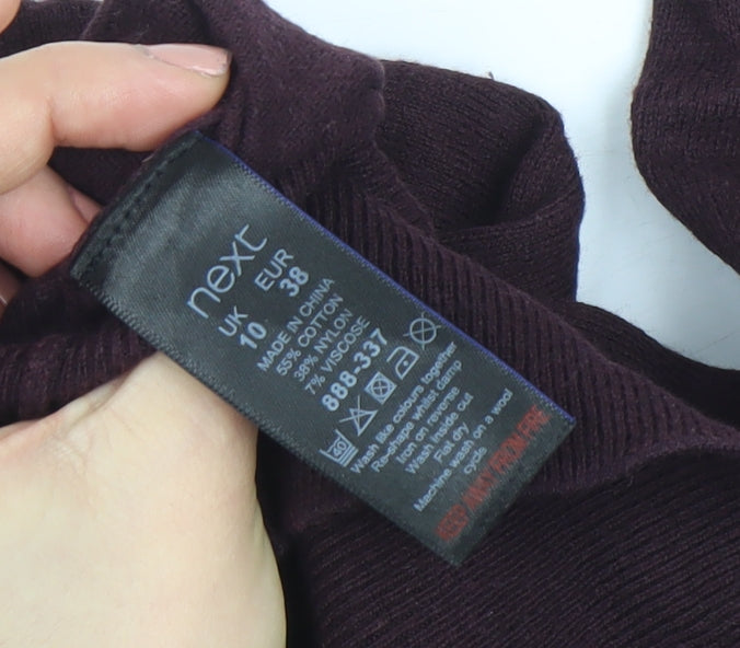 Next Women Brown Heart Knit Long Sleeve Boat Neck Blouse Size 10