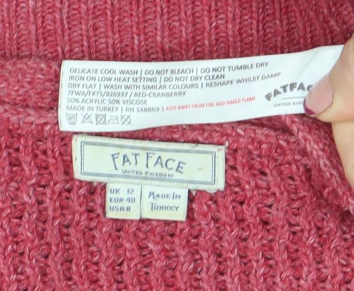 FatFace Women’s Pink Chunky Knit V-Neck Cardigan Size 12