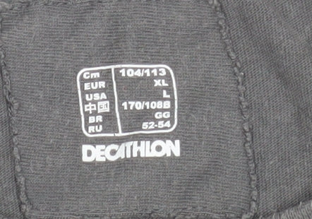 Decathlon Women Grey Long Sleeve Basic Cotton T-Shirt XL