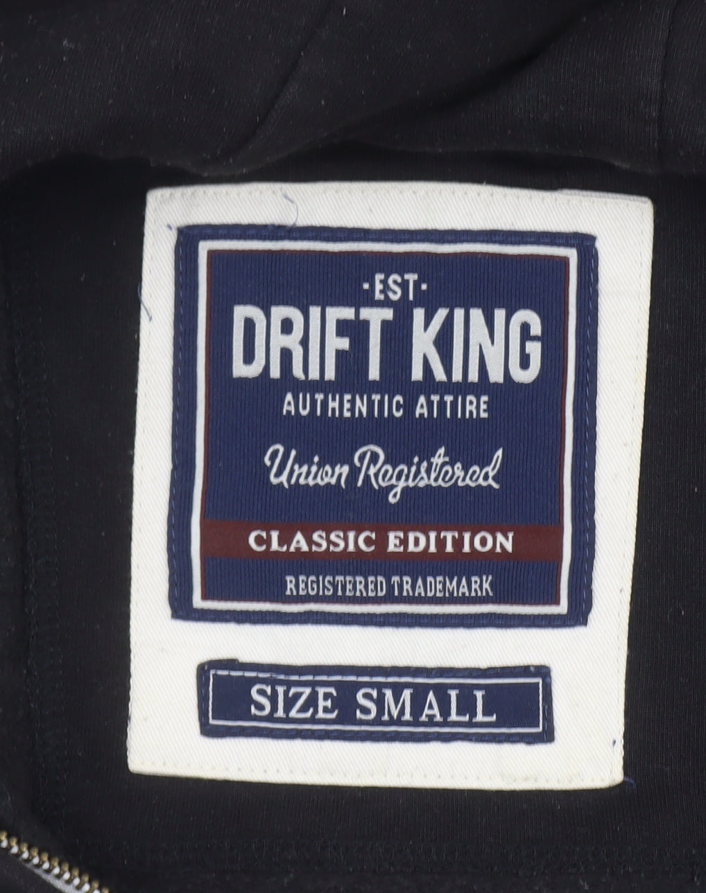 Drift King Men's Black Full Zip Hoodie Size S Classic Style