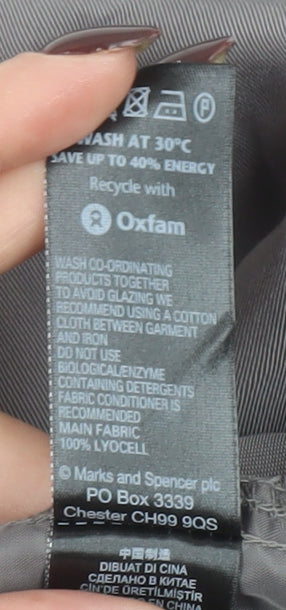 Marks & Spencer Women Grey Tapered Lyocell Trousers UK 16
