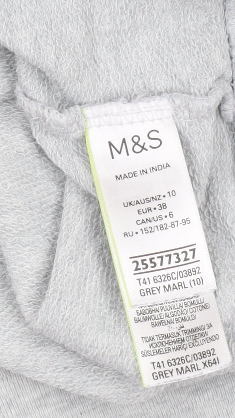 Marks & Spencer Women Grey Marl Cotton Bloom Sweatshirt Size 10