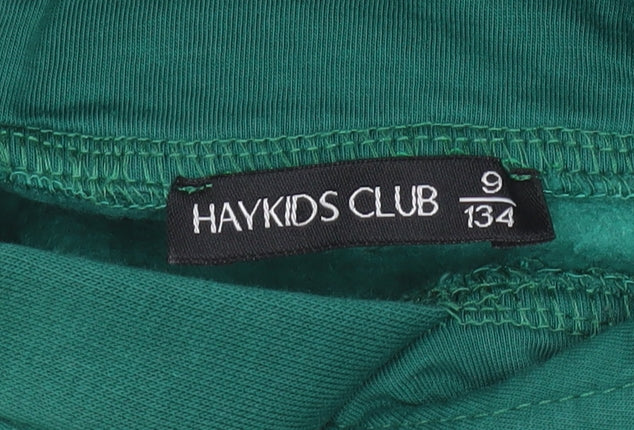 Haykids Club Boys Green Pullover Hoodie 9 Years Cotton Blend Casual
