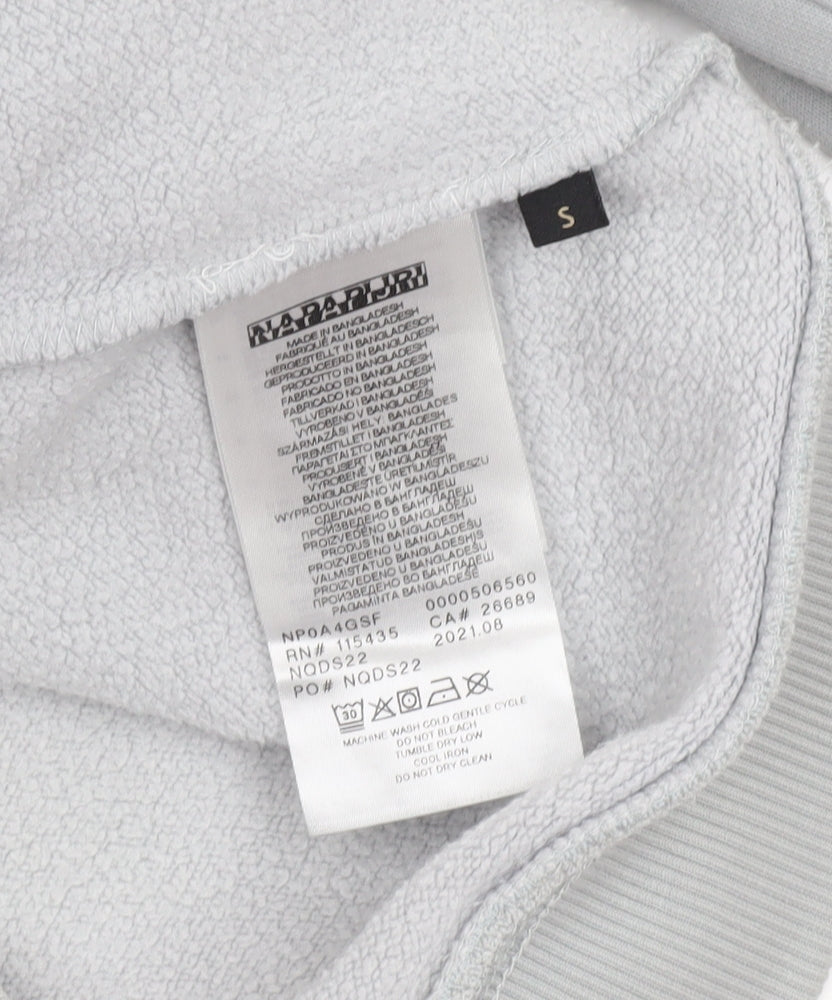 Napapijri Men's Grey Small Pullover Hoodie Logo Fleece