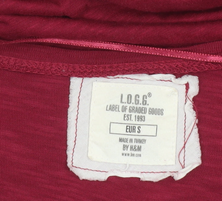 H&M Women’s Red Cotton Tunic Blouse Size S 3/4 Sleeve V-Neck