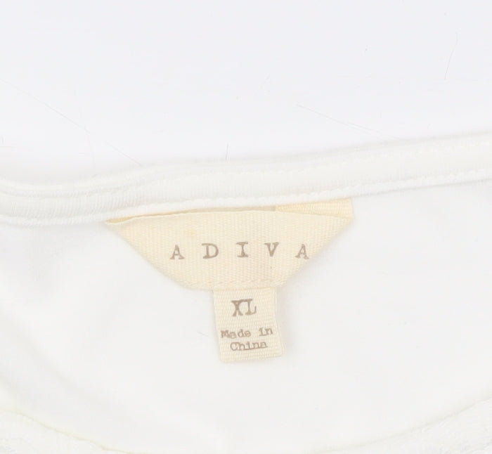 Adiva Women Ivory Lace Camisole Tank Top XL Sleeveless Spring Style