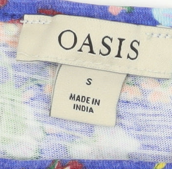 Oasis Women’s Blue Floral Cotton Short Sleeve T-Shirt Size S