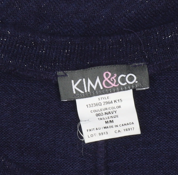 Kim & Co Women’s Navy Blue Long Sleeve Tunic Blouse Size M