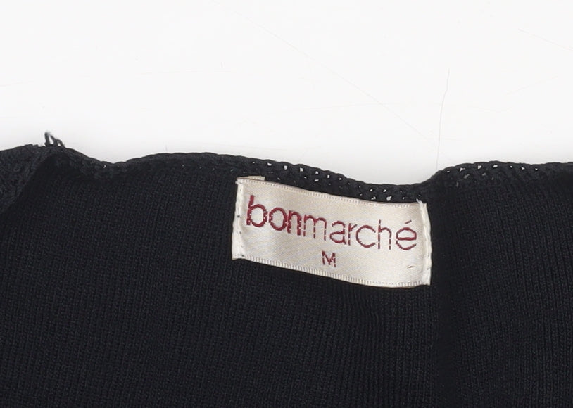 Bonmarché Women’s Black Beaded 3/4 Sleeve Knit Blouse Size M