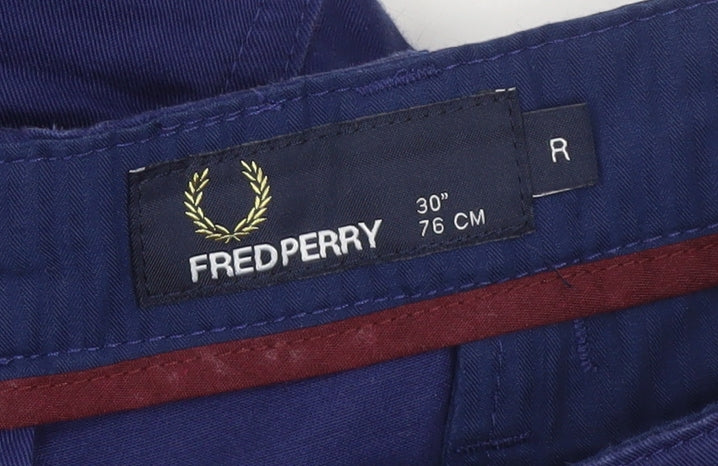 Fred Perry Men's Blue Chino Trousers Size 30 Regular 100% Cotton