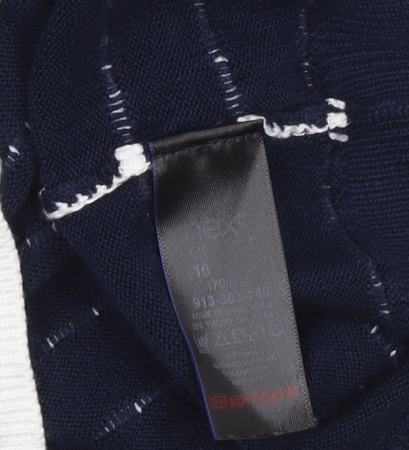 Next Women Blue Striped Crew Neck Short Sleeve Cotton Jumper Size 10