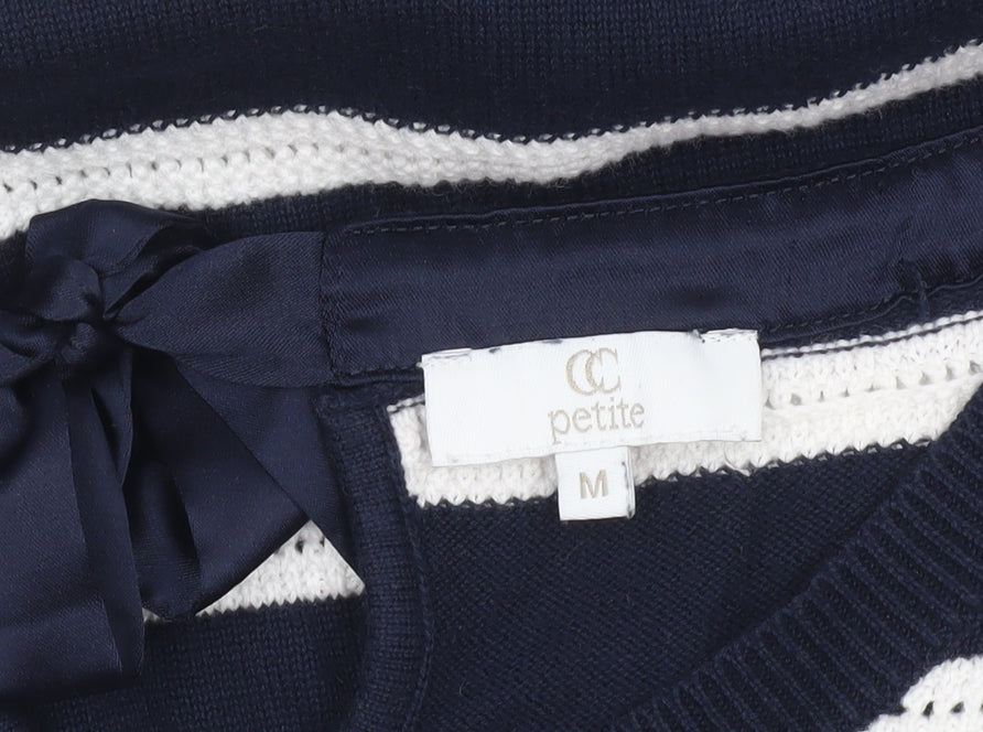 Country Casuals Petite Womens Navy Stripe Cotton Jumper M Classic Knit