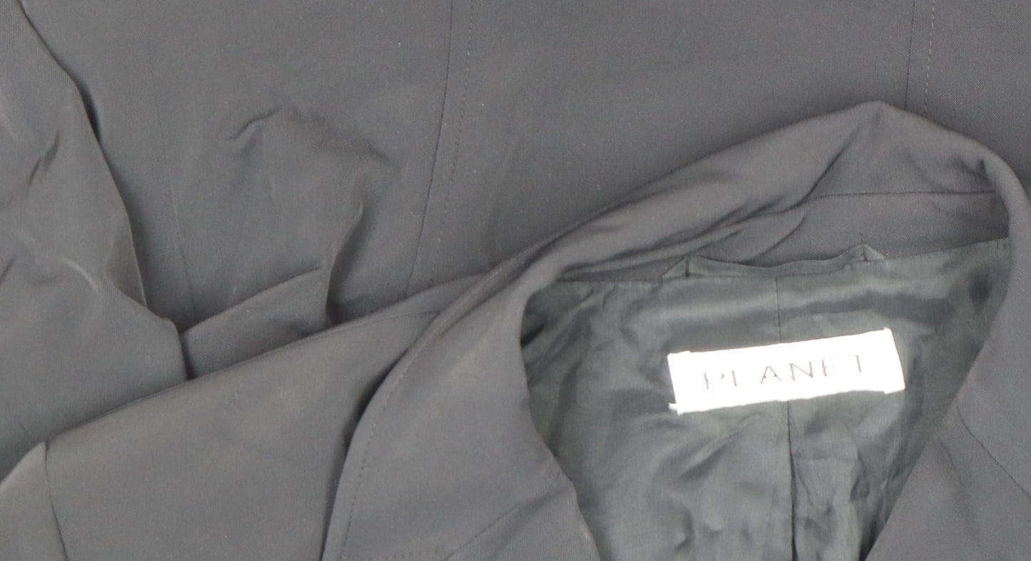 Planet Women's Black Size 12 Single Breasted Suit Jacket Blazer