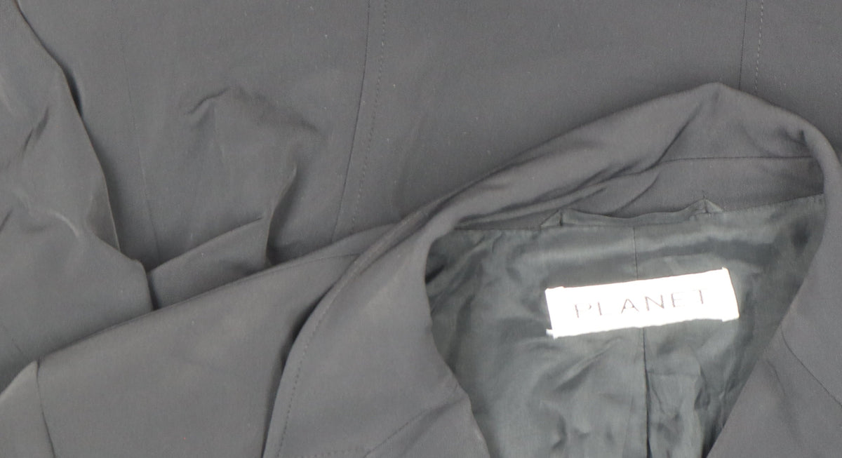 Planet Womens Black Size 12 Regular Fit Mid-Length Blazer Jacket