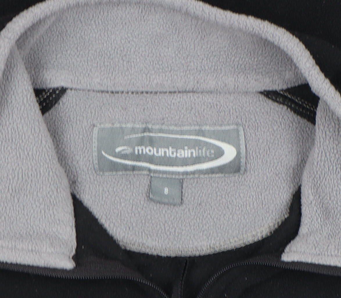Mountain Life Men’s Black Fleece 1/4 Zip Stand-Up Collar Jacket S