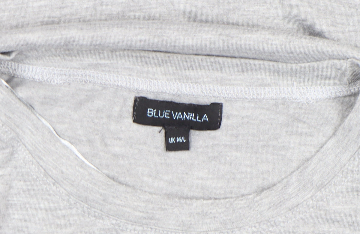 Blue Vanilla Women's Grey Beaded Flower Relaxed Fit T-Shirt Size M/L
